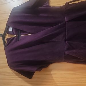 Closet London kimono sleeve velvet midi dress with wrap tie in plum